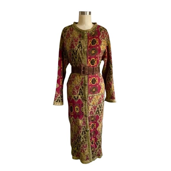 Soft Surroundings Tapestry Print Duster Maxi Sweater Coat - S - Picture 2 of 8